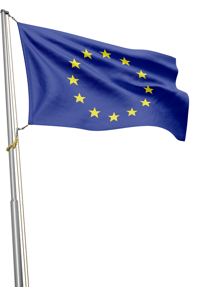 Bandera europea ondeando.